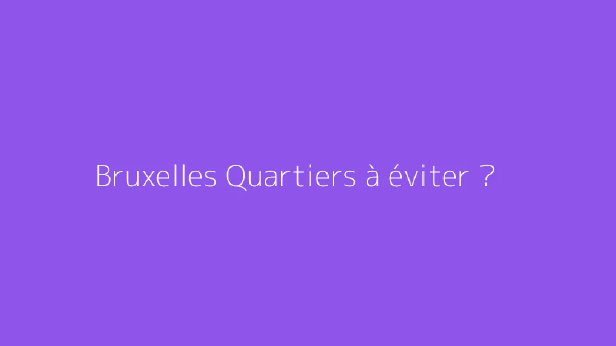Bruxelles Quartiers à éviter ?