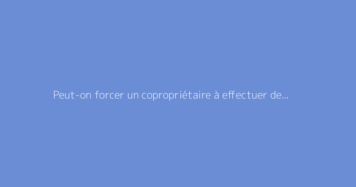 Peut-on forcer un copropriétaire à effectuer des travaux nécessaires ?