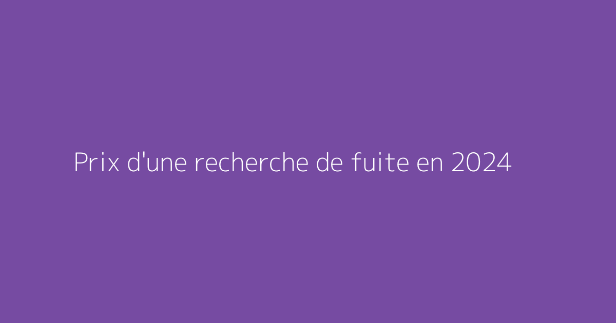 Prix d'une recherche de fuite en 2024