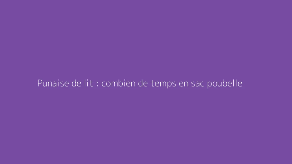 Punaise de lit : combien de temps en sac poubelle