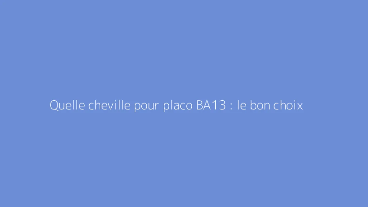 Quelle cheville pour placo BA13 : le bon choix