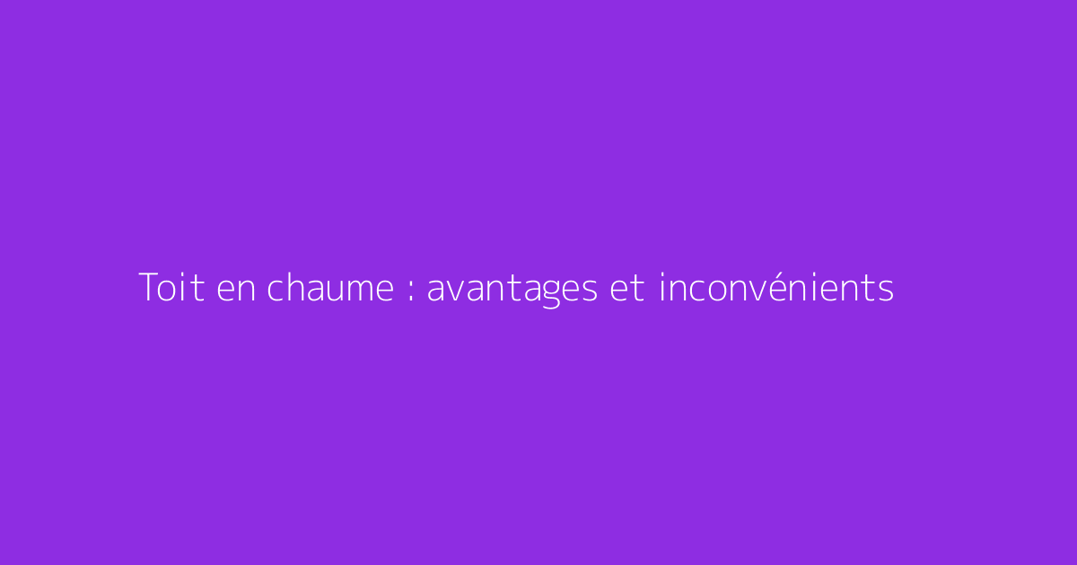 Toit en chaume : avantages et inconvénients