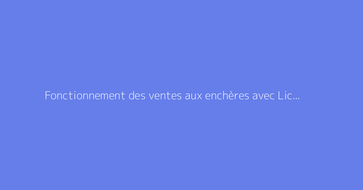 Fonctionnement des ventes aux enchères avec Licit or