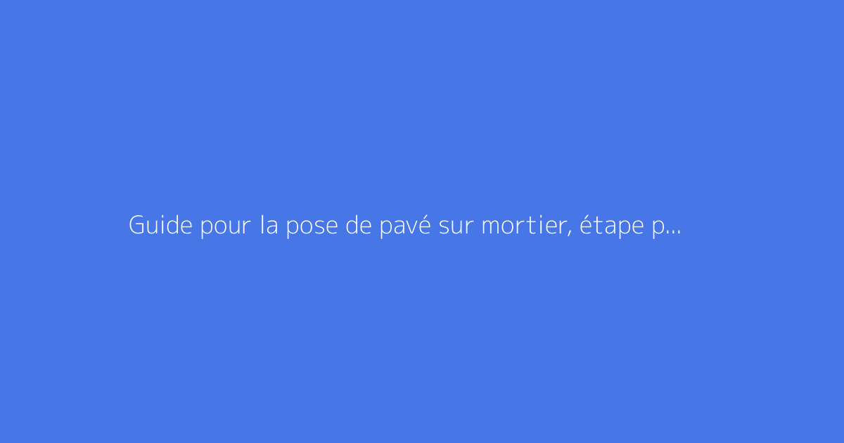 Guide pour la pose de pavé sur mortier, étape par étape