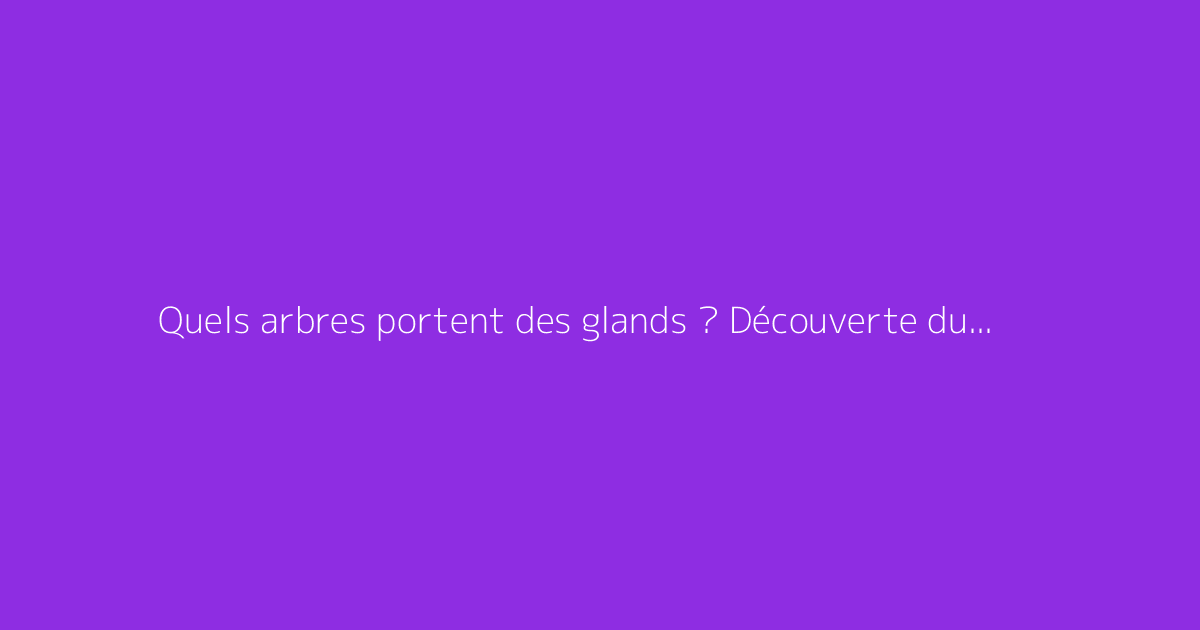 Quels arbres portent des glands ? Découverte du chêne