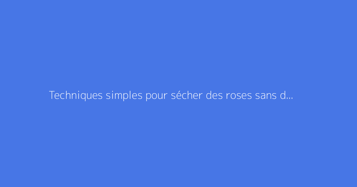 Techniques simples pour sécher des roses sans difficulté